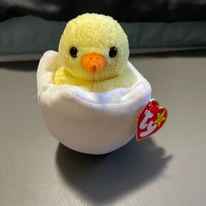 Ty Plush Yellow Chick in Egg “Eggbert” Beanie Babies Collection Easter